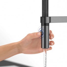 Змішувач для кухні Villeroy & Boch Steel Expert 2.0 з висувною лійкою антрацит 92800005