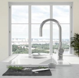 Смеситель для кухни Villeroy & Boch Umbrella Flex с выдвижной лейкой нержавеющая сталь полированная 925400LE