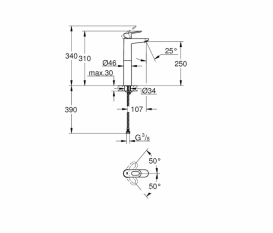 Змішувач для раковини одноважеля високий Grohe BauLoop хром 23764000