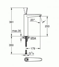 Змішувач для раковини одноважеля Grohe Eurodisc Joy з високим виливом хром 23428000