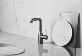 Смеситель для раковины однорычажный с донным клапаном Grohe Essence матовый графит 32628AL1