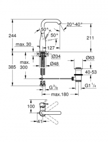 Смеситель для раковины однорычажный с донным клапаном Grohe Essence матовый графит 32628AL1