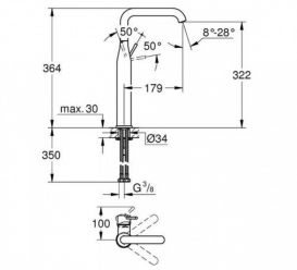 Змішувач для раковини одноважеля високий Grohe Essence свободностоящий хром 32901001