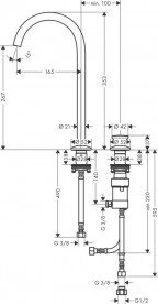 Смеситель для раковины Axor One с донным клапаном хром 48060000