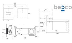 Смеситель для раковины Besco Modern/Varium настенный однорычажный черный матовый BU-MVS-CZ