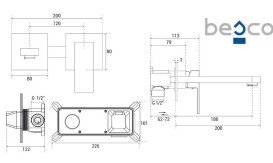 Змішувач для раковини Besco Modern/Varium настінний одноважільний хром BU-MVS-CH