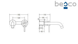 Смеситель для раковины Besco Veo настенный однорычажный графит BU-VS-GR
