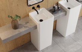 Смеситель для раковины Besco Veo настенный однорычажный черный матовый BU-VS-CZ