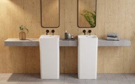 Смеситель для раковины Besco Veo настенный однорычажный черный матовый BU-VS-CZ