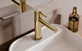 Смеситель для раковины Besco Zea I однорычажный светло-золотой BU-ZII-JZ