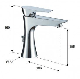 Смеситель для раковины Daniel Diva с донным клапаном хром DV605CR