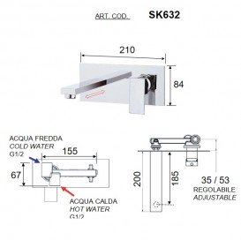 Змішувач для раковини Daniel Skyline настінний одноважільний чорний матовий  SK63215