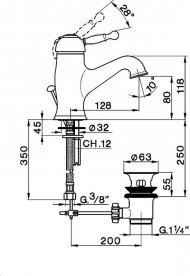 Смеситель для раковины Devit Charlestone однорычажный с донным клапаном бронза CN60051037B