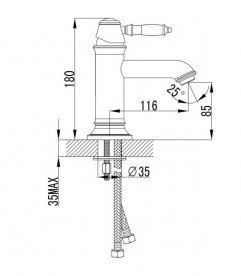 Смеситель для раковины Devit Charlestone Ceramic однорычажный с донным клапаном хром 34511142