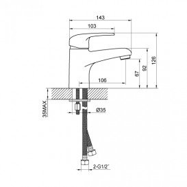 Смеситель для раковины Devit Giran однорычажный латунь хром с донным клапаном 16190128P