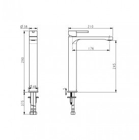 Смеситель для раковины Devit Laguna высокий однорычажный черный матовый 84X11110B