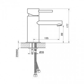 Смеситель для раковины Devit Prestige однорычажный латунь хром с донным клапаном 16163124P