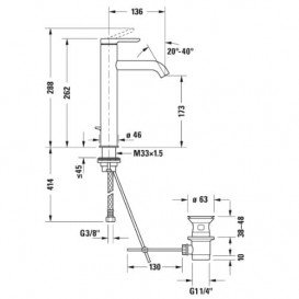 Смеситель для раковины Duravit C.1 однорычажный с донным клапаном хром C11030001010