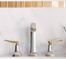 Смеситель для раковины двухврычажный встраиваемый Hansgrohe коллекция Metropol Classic хром/золото 31331090