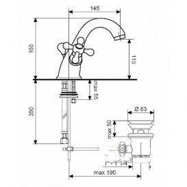 Змішувач для раковини Emmevi Deco Classic двухентільний хром CR12013 PTC