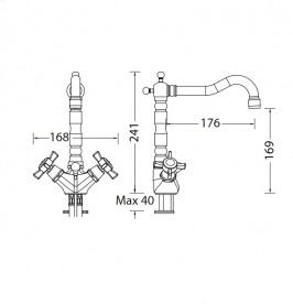 Смеситель для раковины Eurorama Orientes двухвентильный латунь хром 454ORC