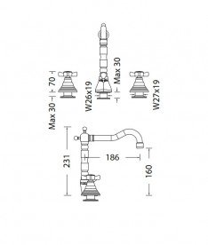 Смеситель для раковины Eurorama Orientes двухвентильный латунь хром 422ORC