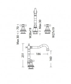 Смеситель для раковины Eurorama Orientes двухвентильный латунь бронза 422ORB