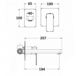 Смеситель для раковины Eurorama Tono настенный однорычажный хром 144904C