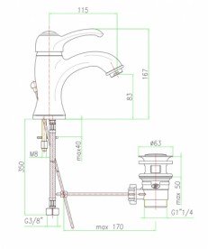 Змішувач для раковини Fiore Jafar змішувач латунь хром 47CR5221