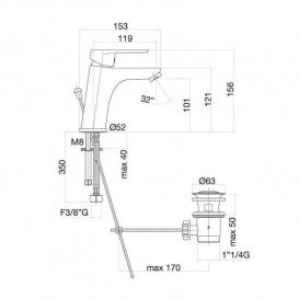 Смеситель для раковины Fiore Kevon однорычажный с донным клапаном черный матовый 81NN812301
