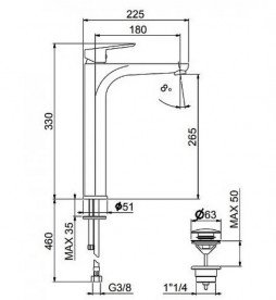 Змішувач для раковини Fiore Kevon одноважільний із донним клапаном чорний матовий 81NN811901