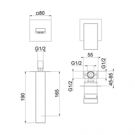 Смеситель для раковины Fiore Kube настенный чёрный матовый 100NN7597