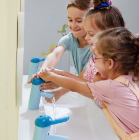 Смеситель для раковины Geberit Bambini однорычажный латунь синий/голубой 116.207.SX.1