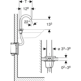 Змішувач для раковини Geberit Piave живлення від батарей для функціонального блока прихованого монтажу латунь чорний матовий 116.188.14.1