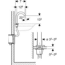 Змішувач для раковини Geberit Piave живлення від генератора для функціонального блока прихованого монтажу латунь нерж сталь матовий 116.186.SN.1