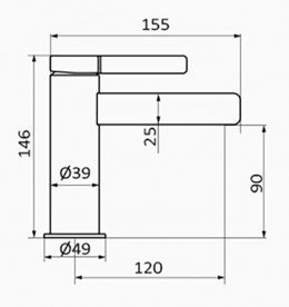 Смеситель для раковины GRB Axis Black однорычажный чёрный матовый 74510742