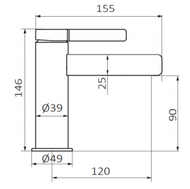 Смеситель для раковины GRB Axis однорычажный с донным клапаном черный 74512742