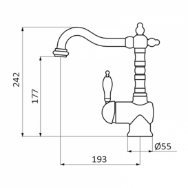 Смеситель для раковины GRB Clasica Retro однорычажный состаренная латунь 910799