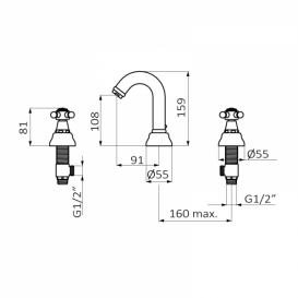 Змішувач для раковини GRB Classique двухвентильний з донним клапаном Pop-Up хром 226190