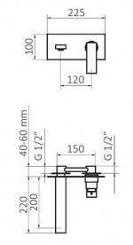 Змішувач для раковини GRB Kala Black змішувач настінний чорний матовий 60530601