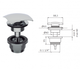 Змішувач для раковини GRB Kala з донним клапаном одноважельний хром 913800