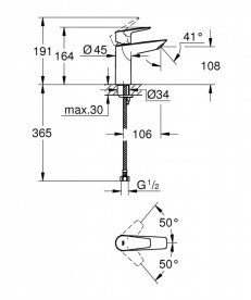 Смеситель для раковины Grohe BauEdge однорычажный хром 23093001