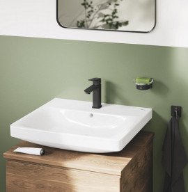 Змішувач для раковини Grohe Dice M-Size одноважільний із донним клапаном чорний матовий 1018322430