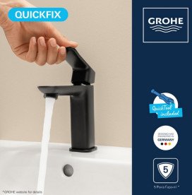 Змішувач для раковини Grohe Dice M-Size одноважільний із донним клапаном чорний матовий 1018322430