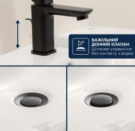 Змішувач для раковини Grohe Dice M-Size одноважільний із донним клапаном чорний матовий 1018322430