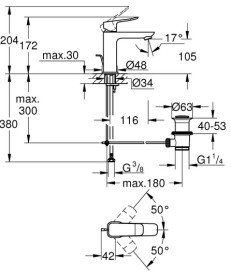 Змішувач для раковини Grohe Dice M-Size одноважільний із донним клапаном чорний матовий 1018322430