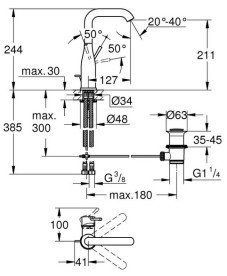 Змішувач для раковини Grohe Essence L-Size із донним клапаном теплий захід сонця матовий 24174DL1