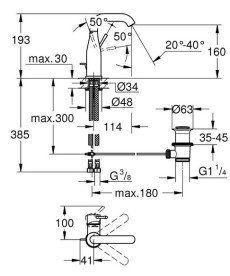 Змішувач для раковини Grohe Essence M-Size з донним клапаном холодний світанок 24173GL1