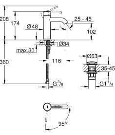 Змішувач для раковини Grohe Essence New одноважільний з донним клапаном хром 24171001