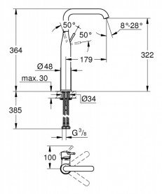 Змішувач для раковини Grohe Essence одноважільний з донним клапаном хром 24170001